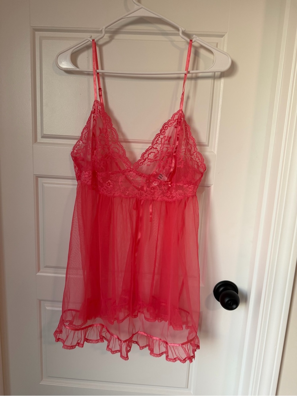 Vintage Victoria's Secret 2003 Hot Pink Mesh Lace Babydoll Slip M
